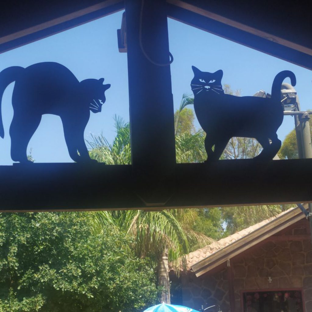 צלליות חתולים בחיתוך לייזר - כפר האמנים במושב אניעם