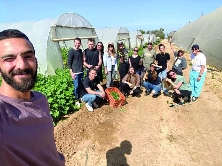 עומרי כהן מצרופה עם קבוצת מתנדבים מחברות הייטק בשטח המשק צילום מאלבום משפחתי