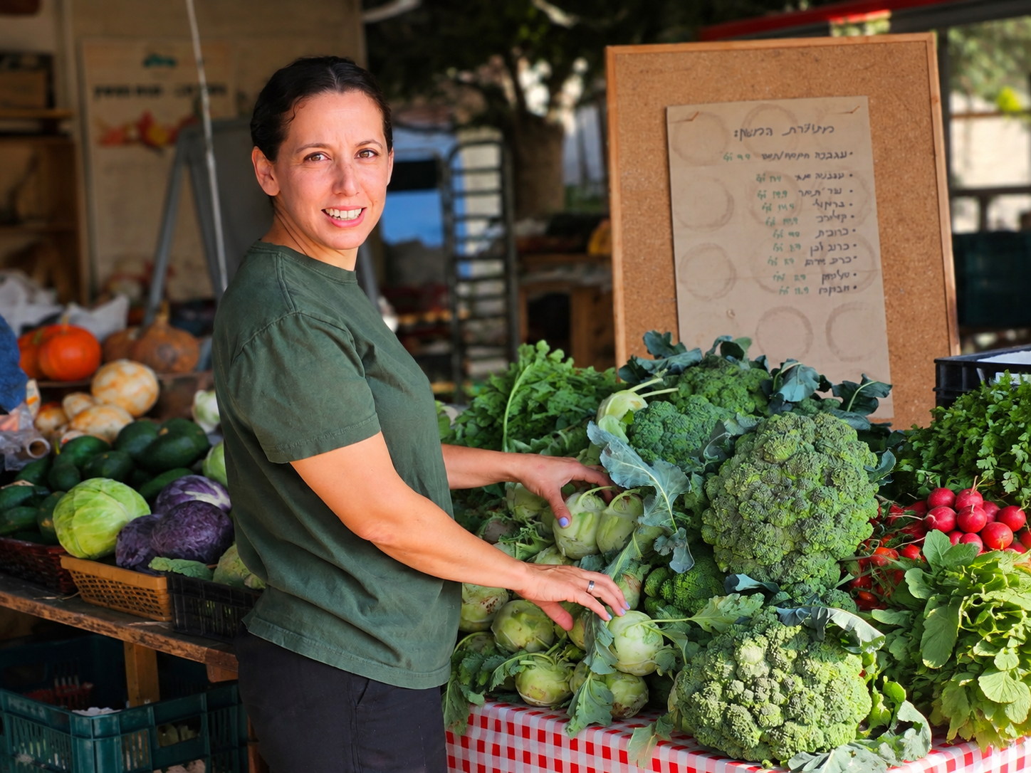 Smiling at the Rustic Market Stall